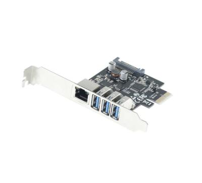 Carte réseau PCIe 10/100/1000 + Hub 3x USB 3.0 | Low Profile