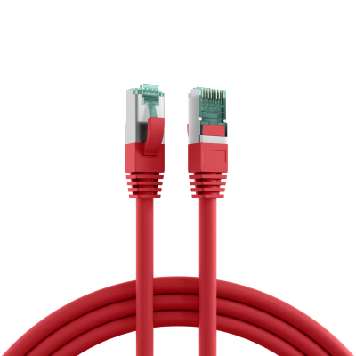 Cordon RJ45 Cat. 6A S/FTP - LSZH | Rouge 0.15m