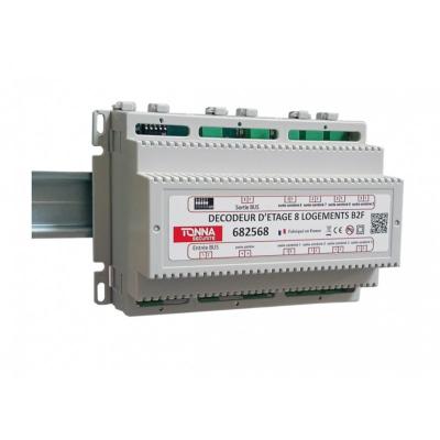 Décodeur d'étage audio/vidéo B2F - 8 sorties - Bus 2 fils - Rail DIN 6U
