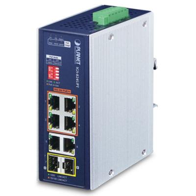 Switch industriel 4 ports 10/100/1000T 802.3bt PoE + 2 ports 10/100/1000T + 2 ports SFP