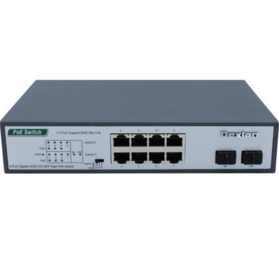 Switch 8 ports Gigabit dont 4 PoE+ 30W et 2 PoE++ 90W et 2 ports SFP