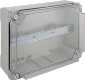 Bote de distribution tanche IP65 / IK08 avec rail DIN - 310 x 240 x 125 mm | Couvercle transparent