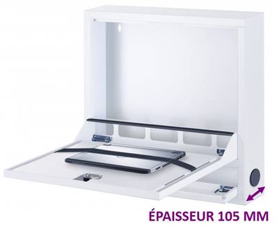 Coffret mural pour pc portable 19" max - Blanc | 1 serrure  