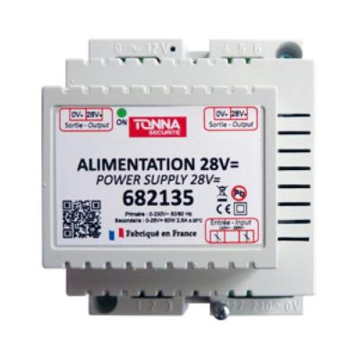 Alimentation interphonie Bus 2 fils - 28 Vcc 0,8 A - DIN 4 modules