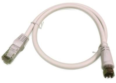 Cordon RJ45/prise f blanc 0.5m cablage 7/8.balun:2300mhz