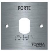 Façade inox "PORTE" - Ø 25 mm - Compatible lecteur T25 - 80x80 mm