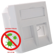 Plastron plat antibactérien 45 x 45 | 2 ports RJ45