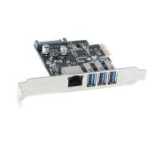 Carte réseau PCIe 10/100/1000 + Hub 3x USB 3.0 | Low Profile