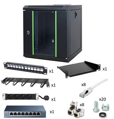 Kit coffret 10" - 9U + accessoires | Cat. 6A sftp