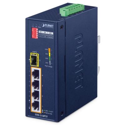 Switch industriel 4 ports 10/100TX 802.3at PoE+ et 1 port 100FX Ethernet