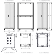 Baie Serveur 42U 800x1200 mm - Noire - Charge 1200 kg | Montée