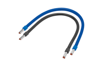 2 cordons (bleu/noir) HO7KV 10mm² avec embouts sertis | 0.3m