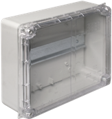 Bote de distribution tanche IP65 / IK08 avec rail DIN - 220 x 170 x 80 mm | Couvercle transparent