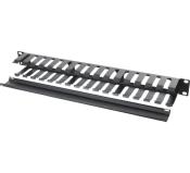 Panneau passe câbles à goulotte 1U noir